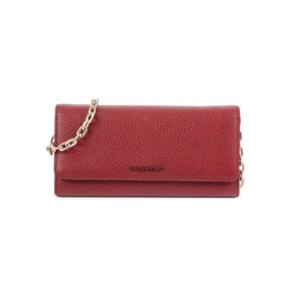 VALENTINO Red Leather Wallet with Gold Shoulder Strap